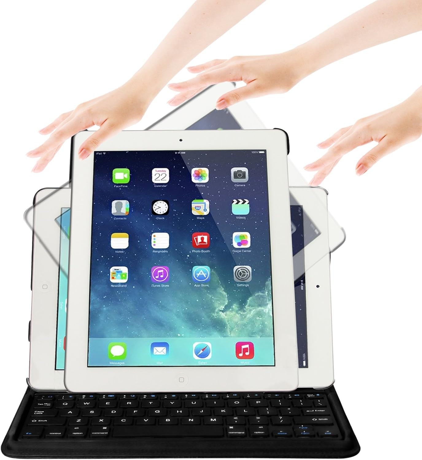 Keyboard Case for Ipad 4Th Generation/Ipad 3Rd Generation (2012 Model), Ipad 2 (2011 Model) 9.7 Inch Tablet - 360 Degree Rotating Stand Cover W/Built-In Wireless Bluetooth Keyboard, Black