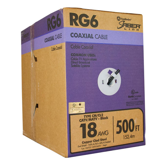 500-Ft 18 Rg6 Black Coaxial Cable (By-The-Roll)