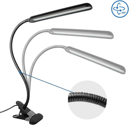 USB Powered Clip on Light, 40 LED Desk Light, Reading Lamp with 3 Colors 4 Brightness for Bedsides Headboard Table, Flexible Gooseneck, Bright 8W, Black