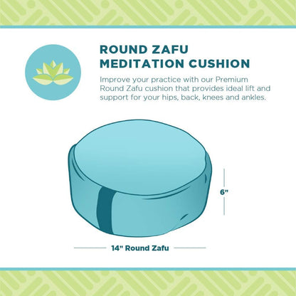 Natural - round Zafu Meditation Cushion - Yoga - 10Oz Cotton - Organic Buckwheat Fill - Made in USA