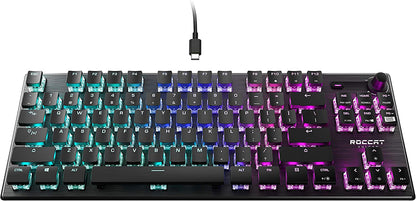 Vulcan TKL Mechanical PC Tactile Gaming Keyboard, Compact, Tenkeyless, Titan Switch Optical, RGB AIMO Lighting, Anodized Aluminum Top Plate, Detachable USB-C Cable, Low Profile Design, Black