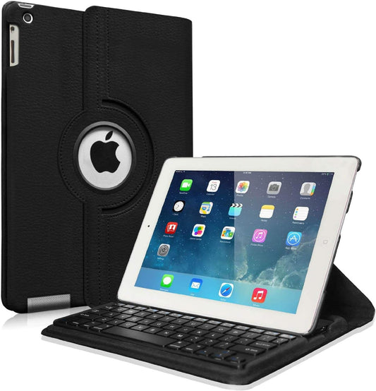 Keyboard Case for Ipad 4Th Generation/Ipad 3Rd Generation (2012 Model), Ipad 2 (2011 Model) 9.7 Inch Tablet - 360 Degree Rotating Stand Cover W/Built-In Wireless Bluetooth Keyboard, Black