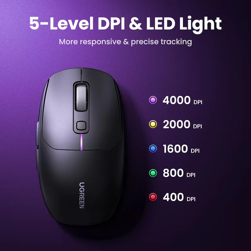 Gaming Mouse 5000DPI Wireless Mouse Bluetooth 5.0 2.4G Wired Rechargeable Gamer Mice 6 Buttons for Macbook Tablet Laptops