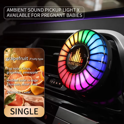 Car Smart APP Control RGB Music Rhythm Lamp Air Freshener LED Strip Sound Control Voice Pick up Atmosphere Light Air Vent Clip