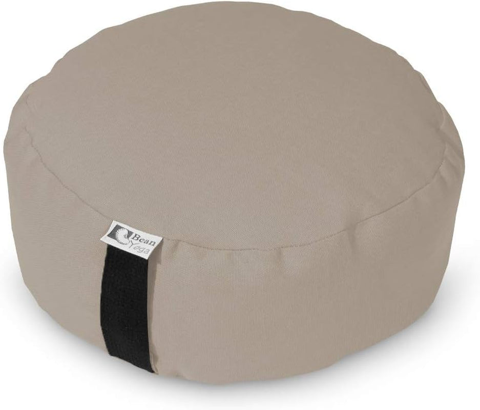 Natural - round Zafu Meditation Cushion - Yoga - 10Oz Cotton - Organic Buckwheat Fill - Made in USA